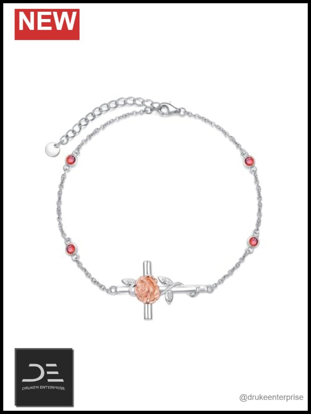 925 Sterling Silver Birth Flower Bracelet Adjustable Cable Chain Birthstone